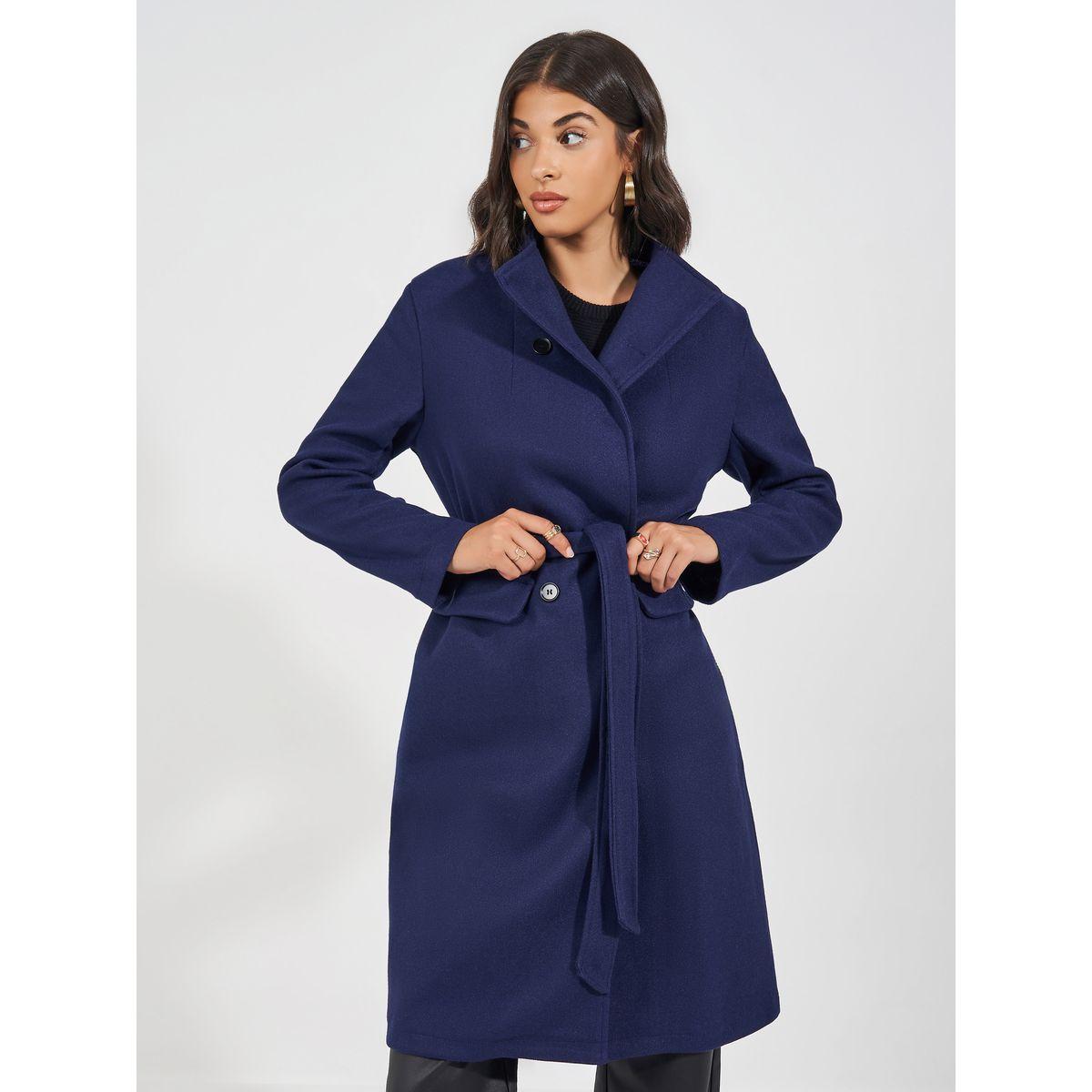 Styli Regular Fit Double Breasted Belted Wool Like Coat-women-clothing-coatsandjackets-coats-image-2