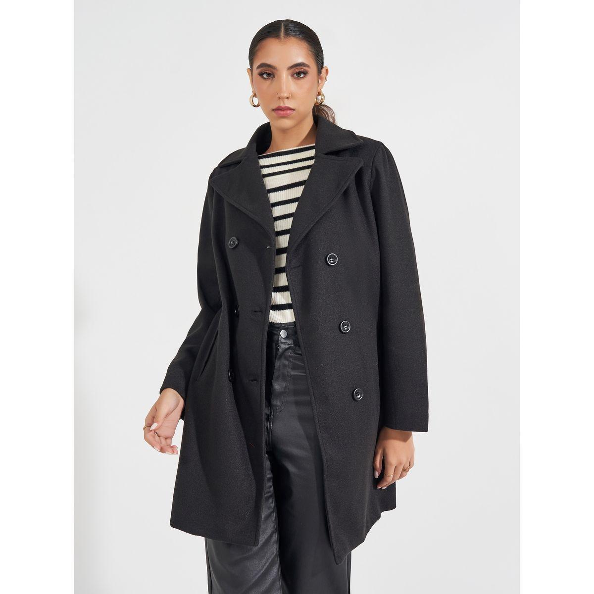 معطف بقصة عادية مع صفين أزرار-women-clothing-coatsandjackets-coats-image-2