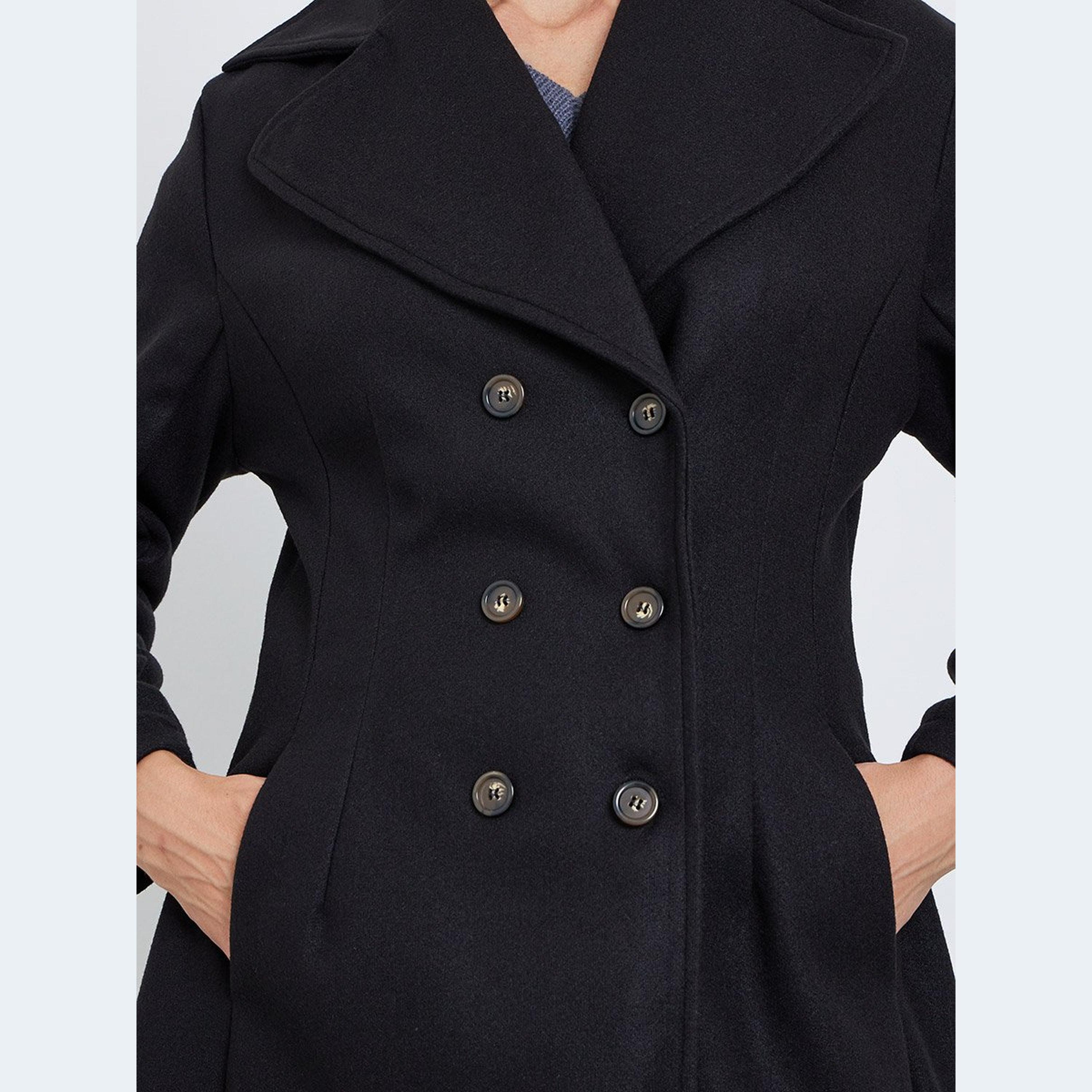 ستايلي - معطف أسود مزدوج الصدر بطول الركبة-women-clothing-coatsandjackets-coats-image-3
