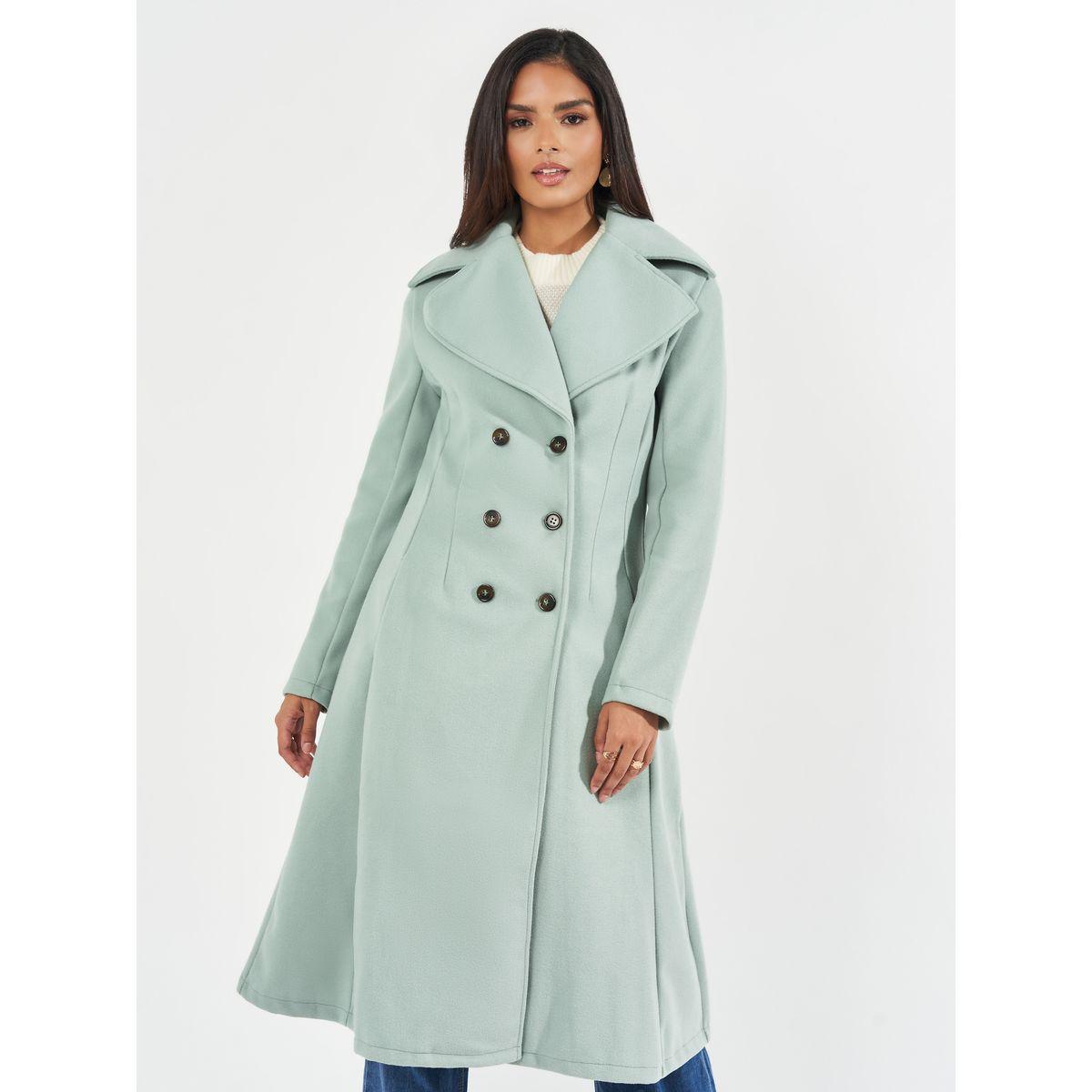 معطف بقصة عادية وصفين أزرار-women-clothing-coatsandjackets-coats-image-2