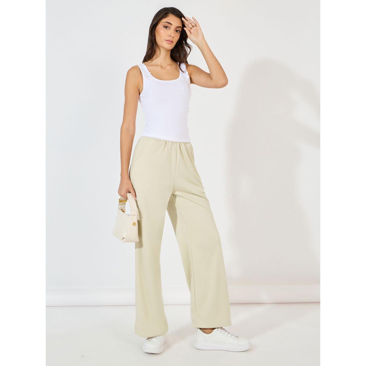 Styli Solid Wide Leg Joggers with Drawstring Closure-women-clothing-bottoms-joggers-image-1