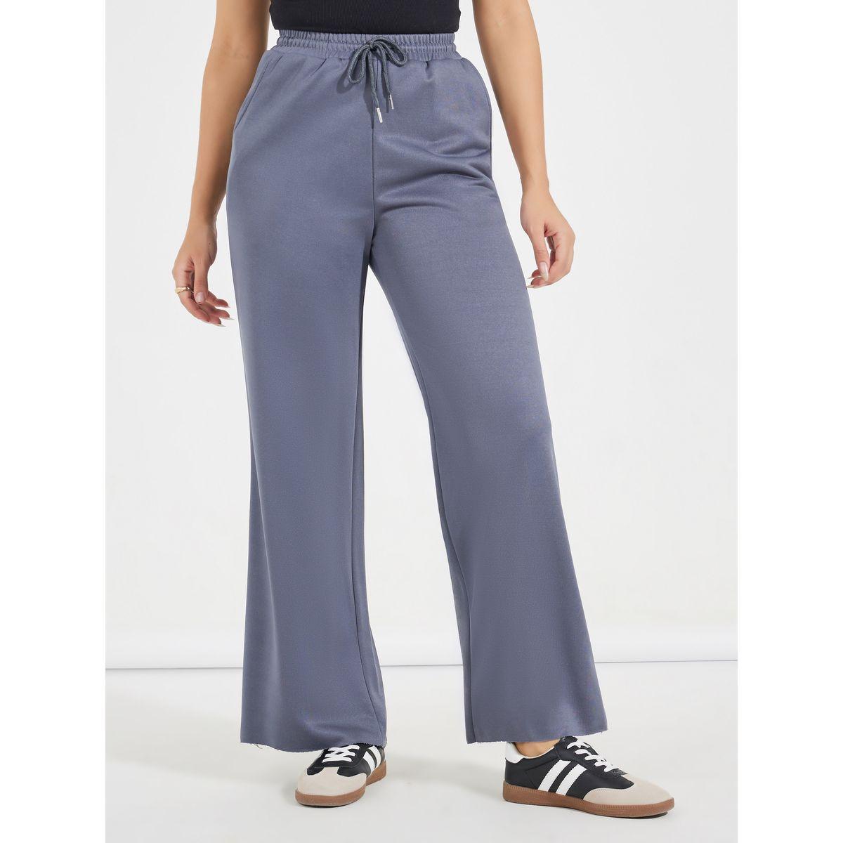 Styli Solid Wide Leg Joggers with Drawstring Waistband-women-clothing-bottoms-joggers-image-2