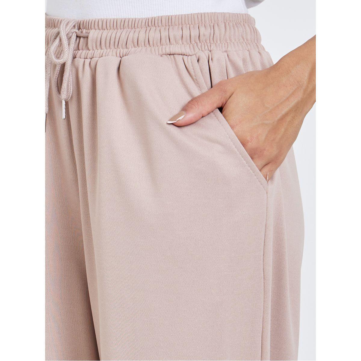 Styli Solid Wide Leg Joggers with Drawstring Waistband-women-clothing-bottoms-joggers-image-4
