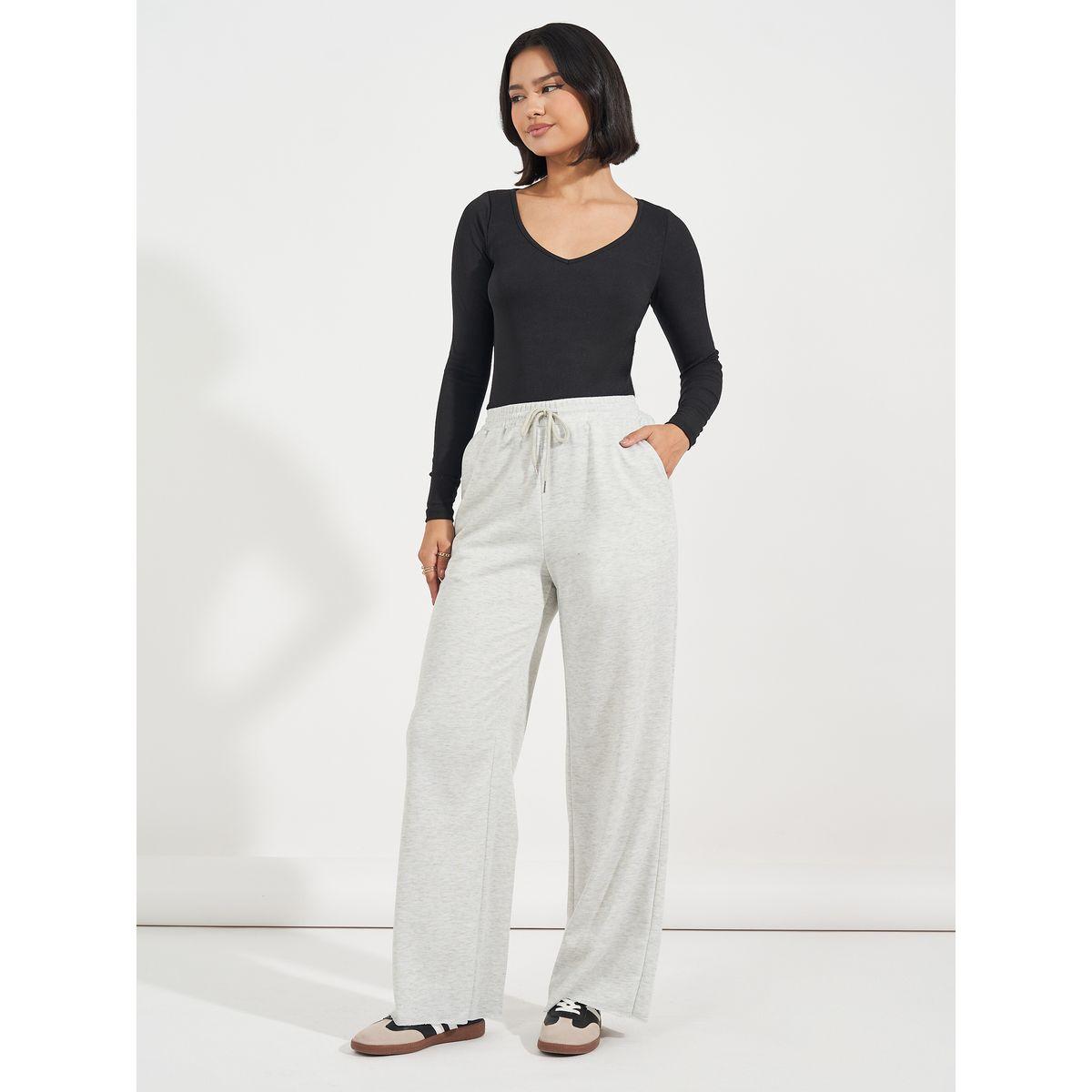 Styli Solid Wide Leg Joggers with Drawstring Waistband-women-clothing-bottoms-joggers-image-2