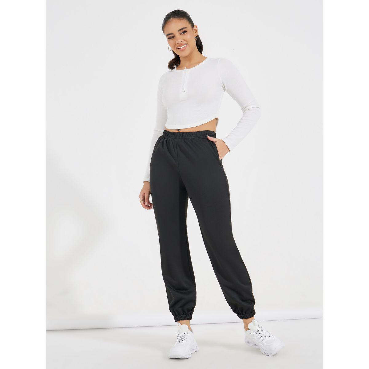 جوغر بخصر مطاطي مع حواف بأساور-women-clothing-bottoms-joggers-image-1