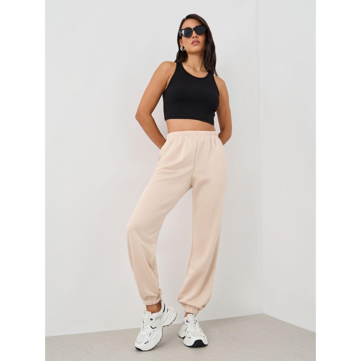 جوغر بخصر مطاطي وحواف بنمط مكبل-women-clothing-bottoms-joggers-image-1