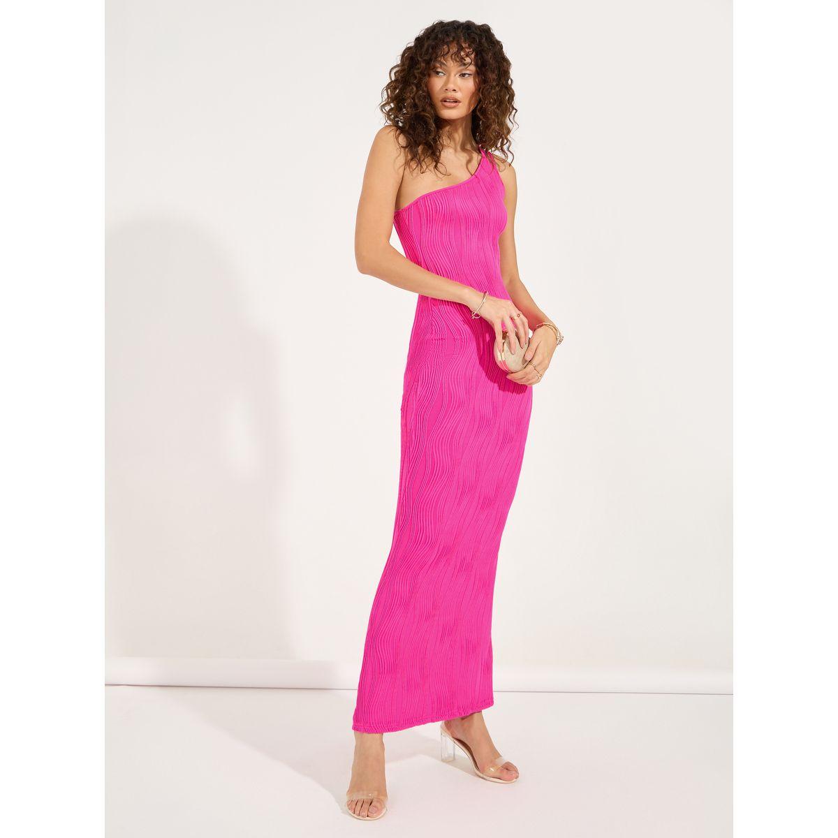 Styli Textured One Shoulder Neck Bodycon Maxi Dress-women-clothing-dresses-image-4