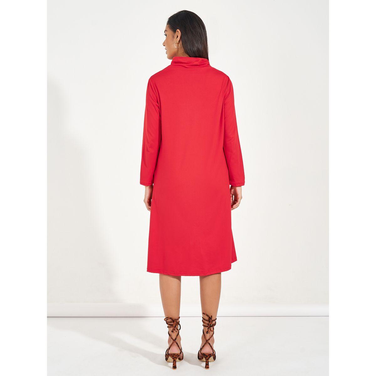 فستان بطول الركبة مع كسرات مزمومة-women-clothing-dresses-image-6