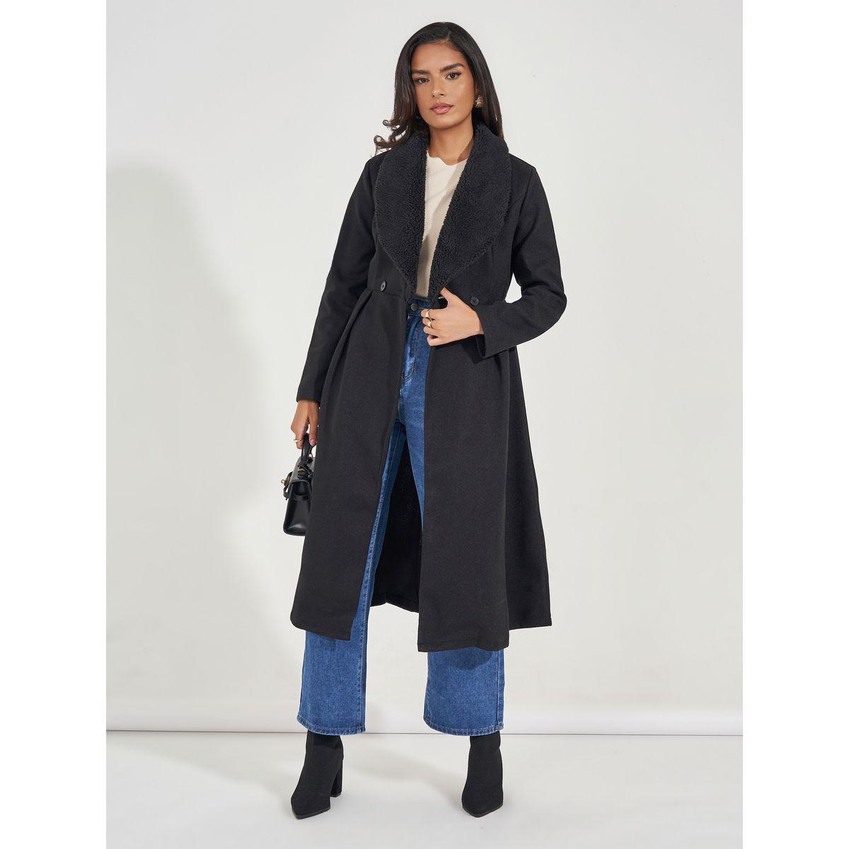 Styli Regular Fit Midi Wool Like Faux Fur Collar Coat-women-clothing-coatsandjackets-coats-image-2