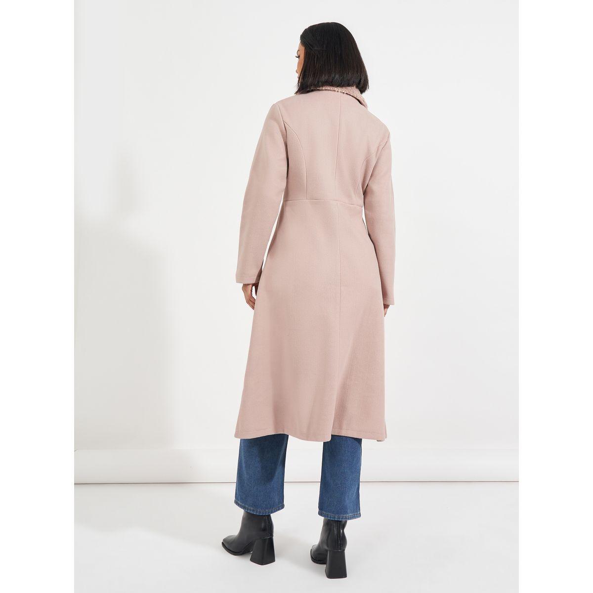 معطف ميدي بقصة عادية وفرو صناعي-women-clothing-coatsandjackets-coats-image-5