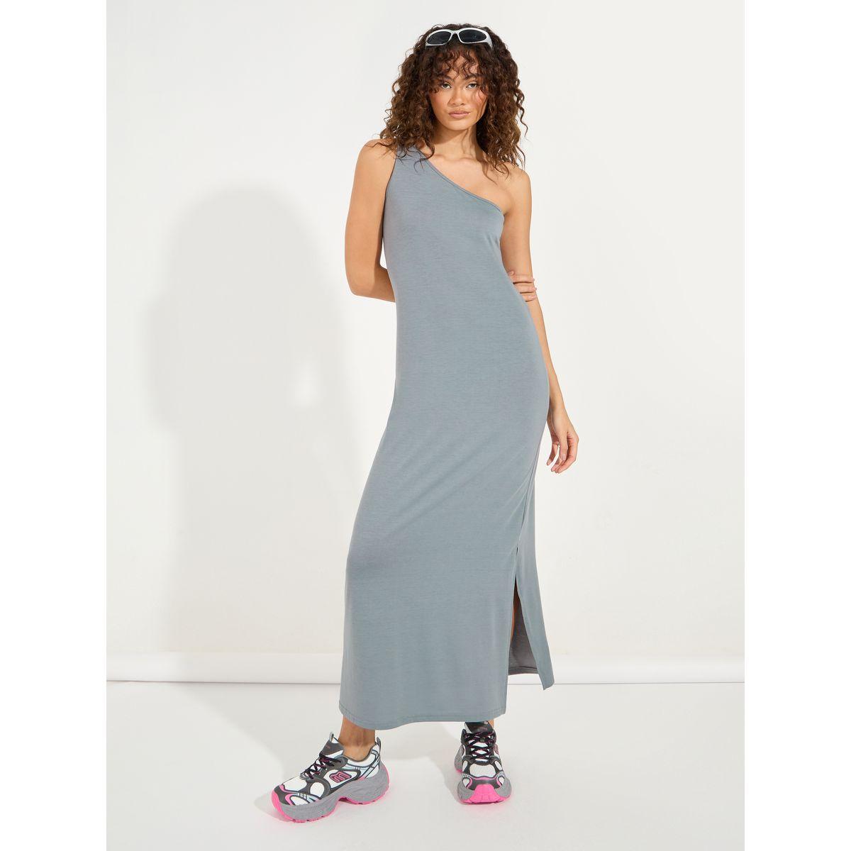 Styli One Shoulder Neck Maxi Dress with Side Slit-women-clothing-dresses-image-1