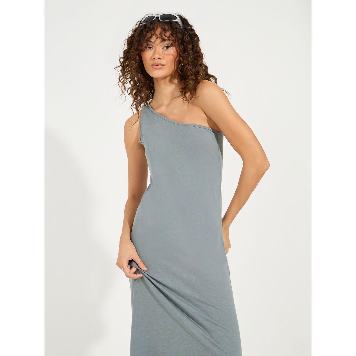 Styli One Shoulder Neck Maxi Dress with Side Slit-women-clothing-dresses-image-2