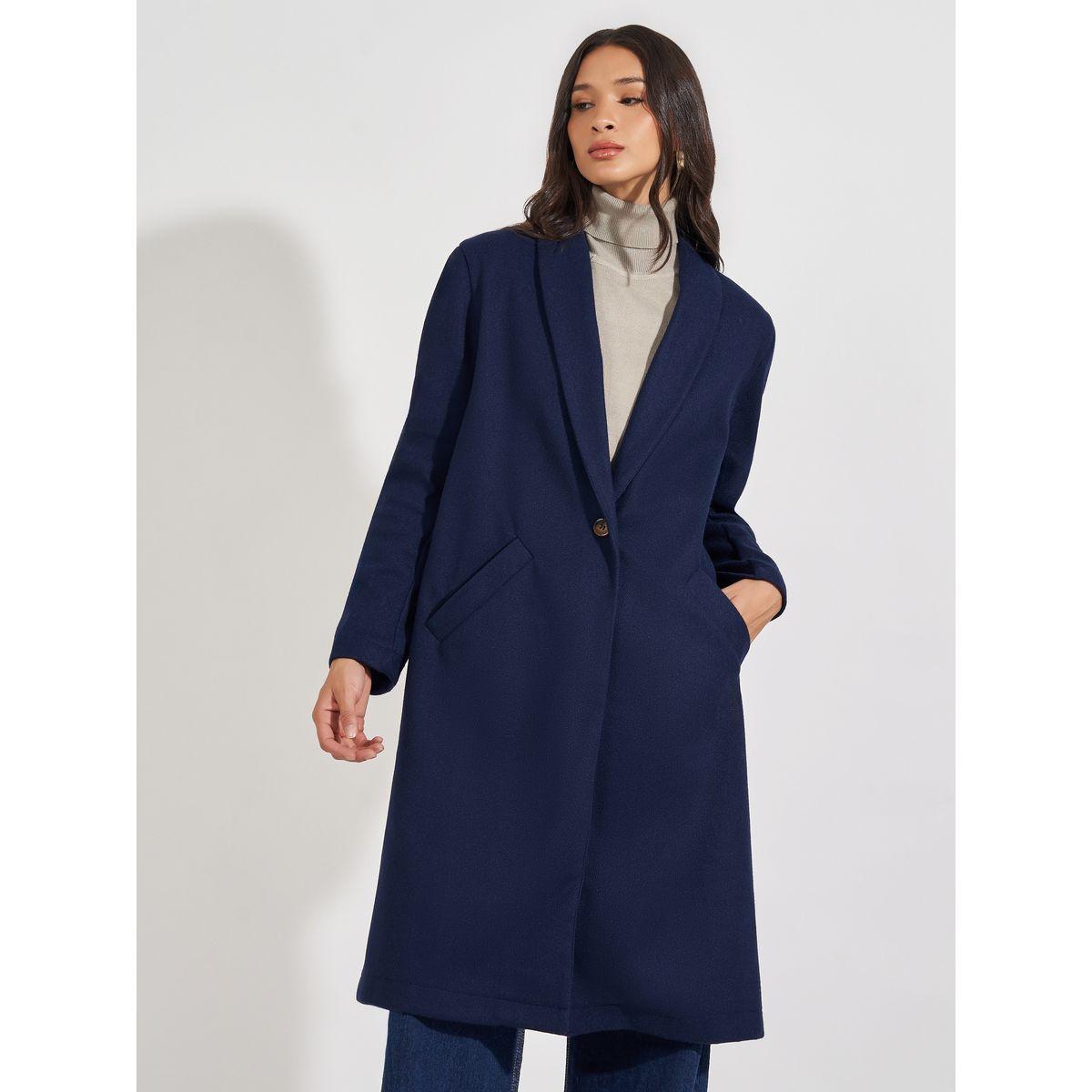 Styli Regular Fit Knee Length Buttoned Wool Like Coat-women-clothing-coatsandjackets-coats-image-2