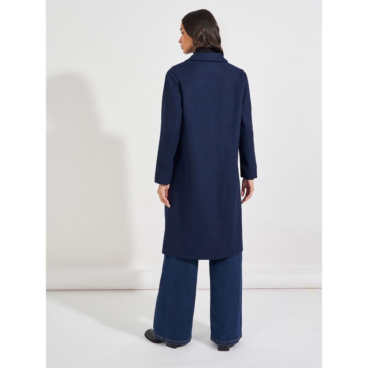 Styli Regular Fit Knee Length Buttoned Wool Like Coat-women-clothing-coatsandjackets-coats-image-5