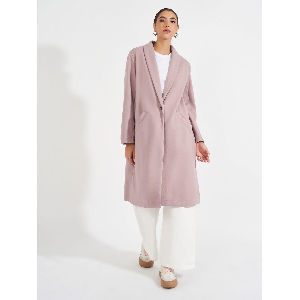 Styli Regular Fit Knee Length Buttoned Wool Like Coat-women-clothing-coatsandjackets-coats-image-2