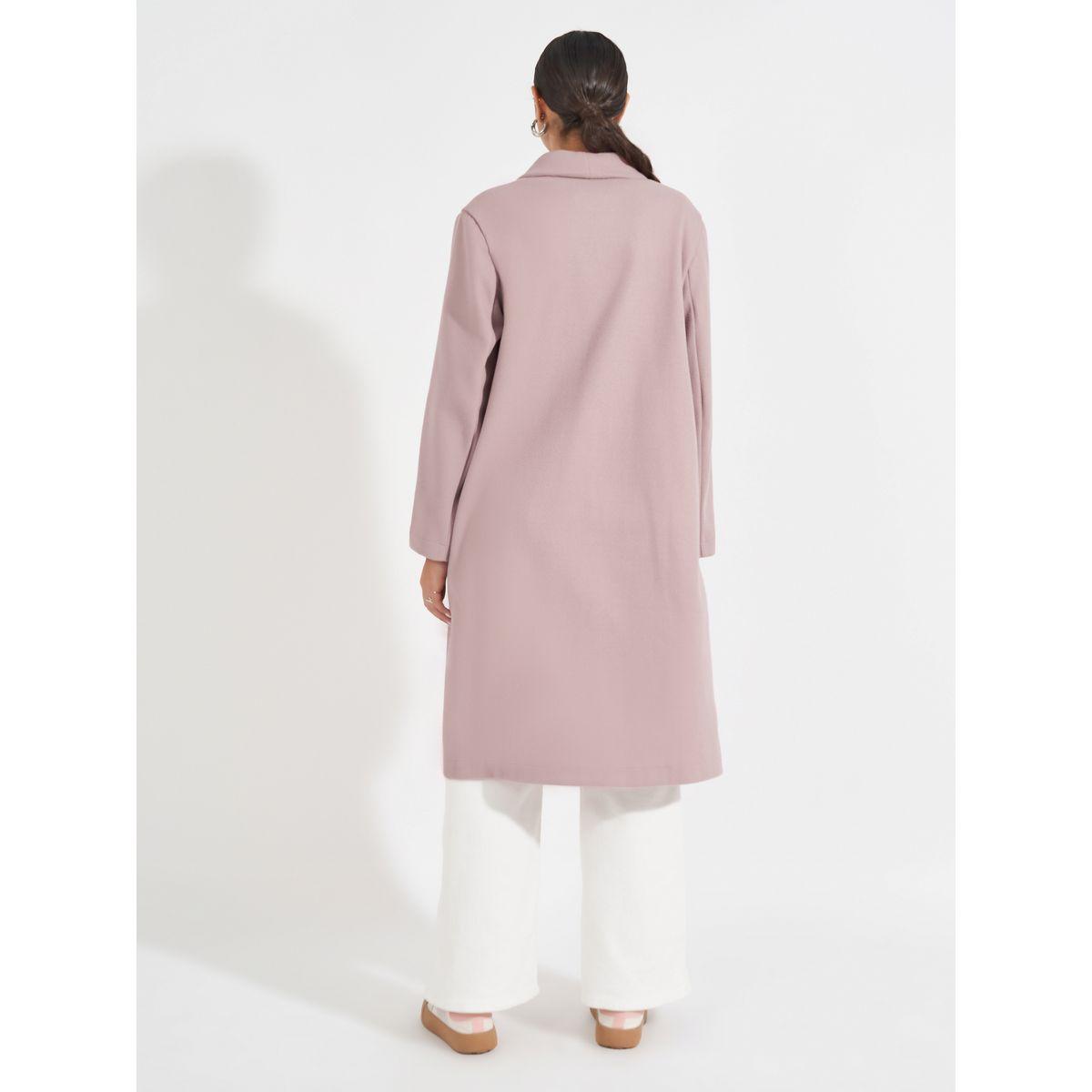 Styli Regular Fit Knee Length Buttoned Wool Like Coat-women-clothing-coatsandjackets-coats-image-4