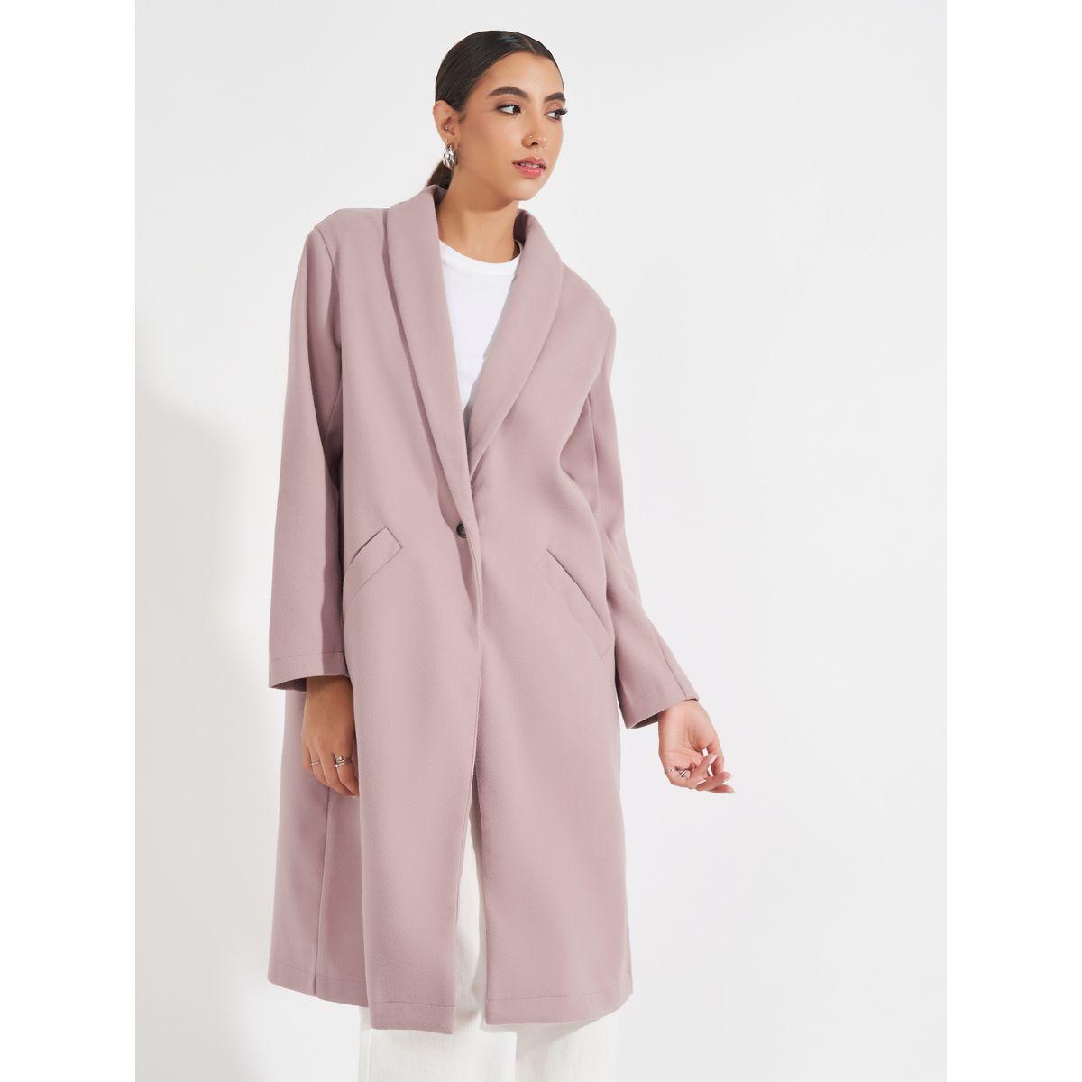Styli Regular Fit Knee Length Buttoned Wool Like Coat-women-clothing-coatsandjackets-coats-image-5