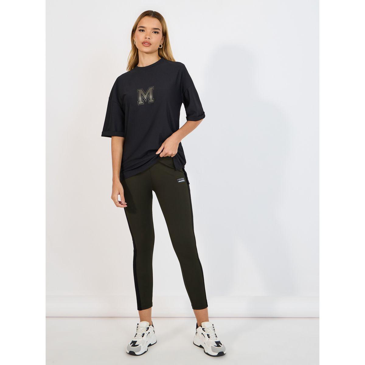 Styli Elevate Oversized T-Shirt with Chest Print & Fitted Leggings Co-Ords Set-women-clothing-coordsets-image-1