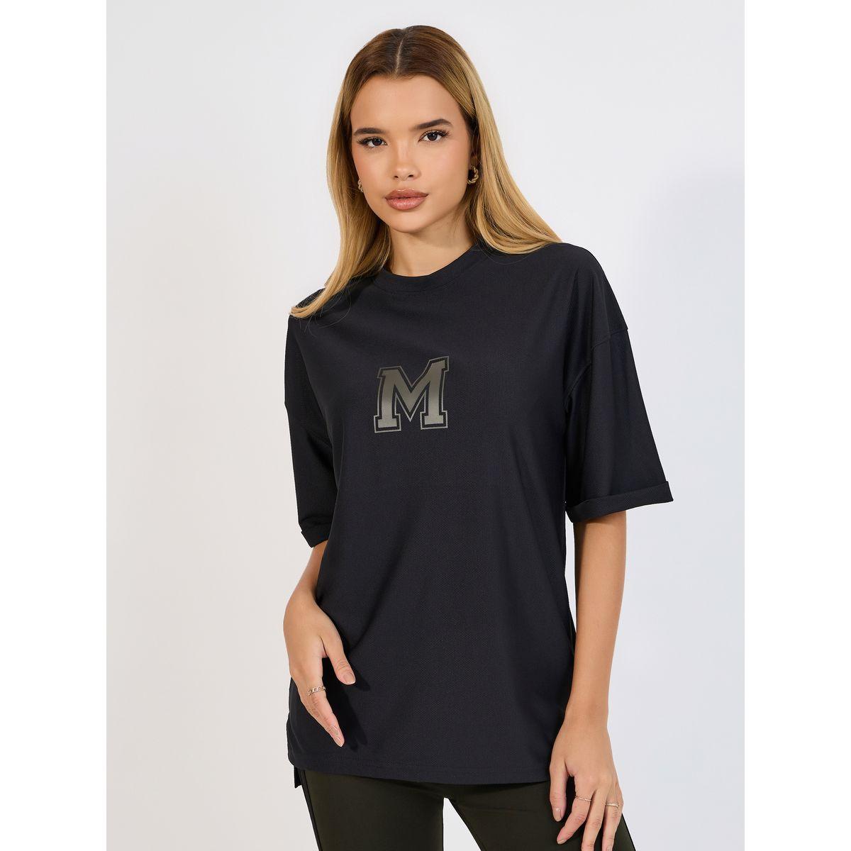 Styli Elevate Oversized T-Shirt with Chest Print & Fitted Leggings Co-Ords Set-women-clothing-coordsets-image-2