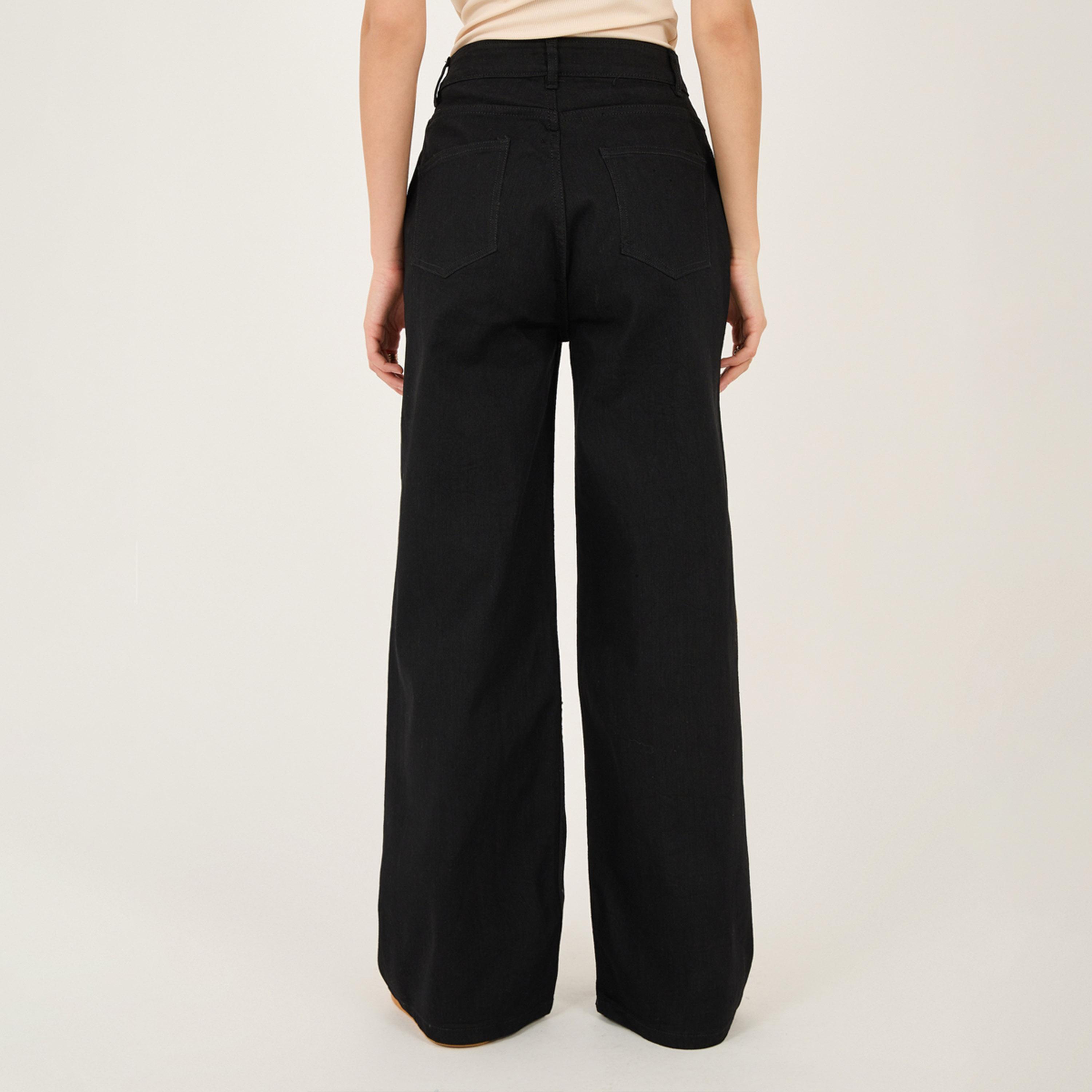 Styli High Rise Pleated Front Wide Leg Jeans-women-clothing-bottoms-jeans-image-4