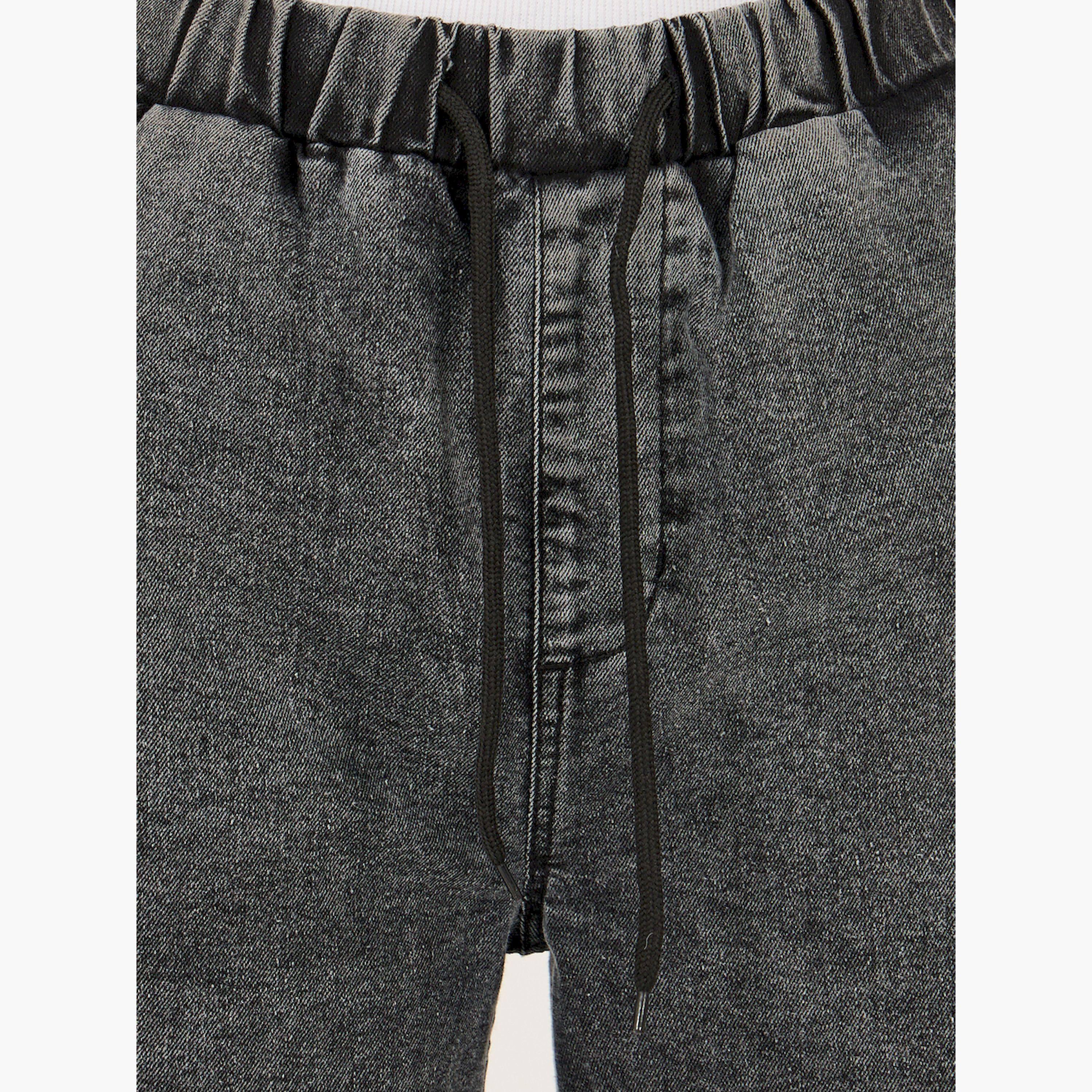 Styli High Rise Elasticated Waist Wide Leg Jeans with Frayed Hem-women-clothing-bottoms-jeans-image-3