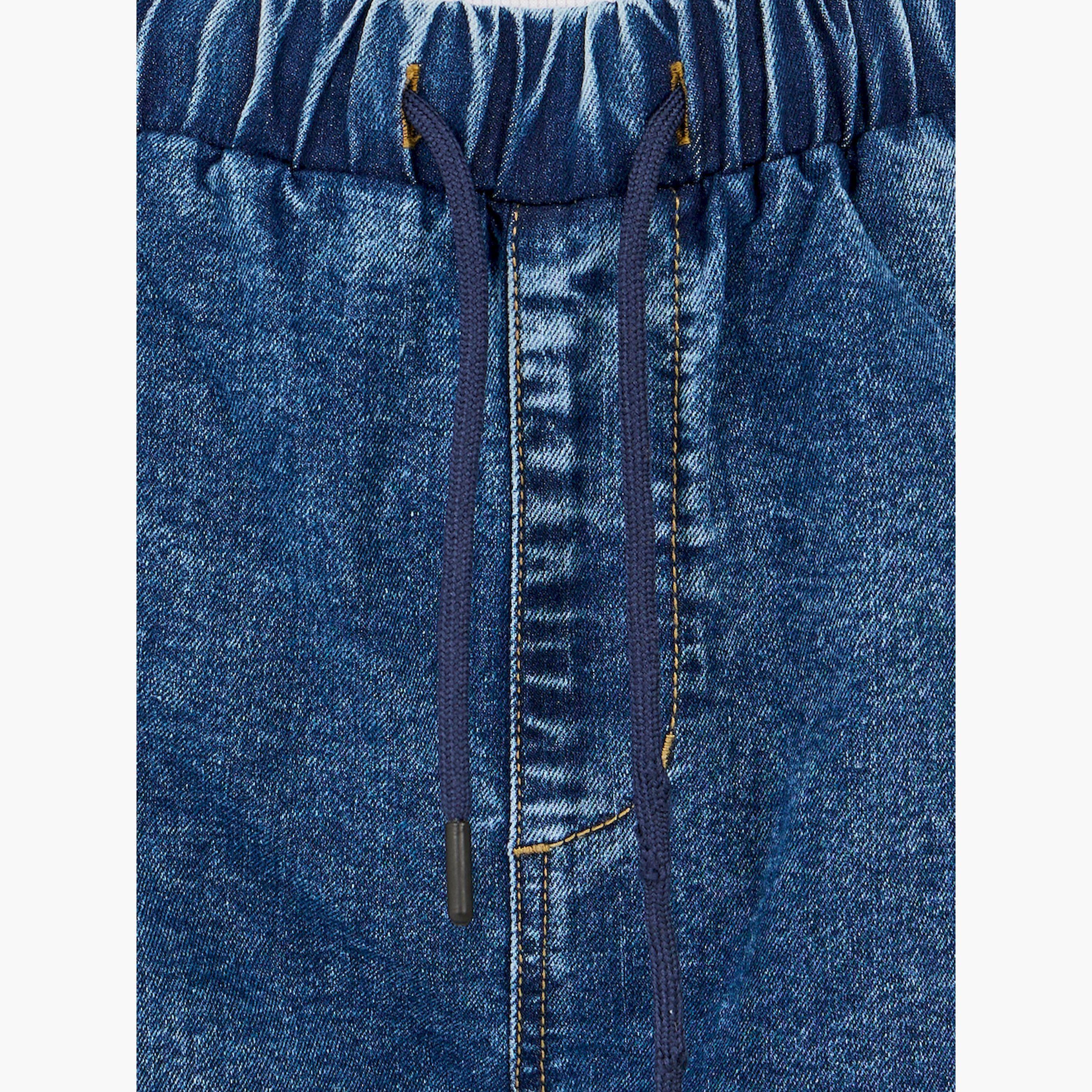 ستايلي - بنطال جينز واسع الساق بخصر مطاطي مرتفع مع حاشية منسلة-women-clothing-bottoms-jeans-image-3