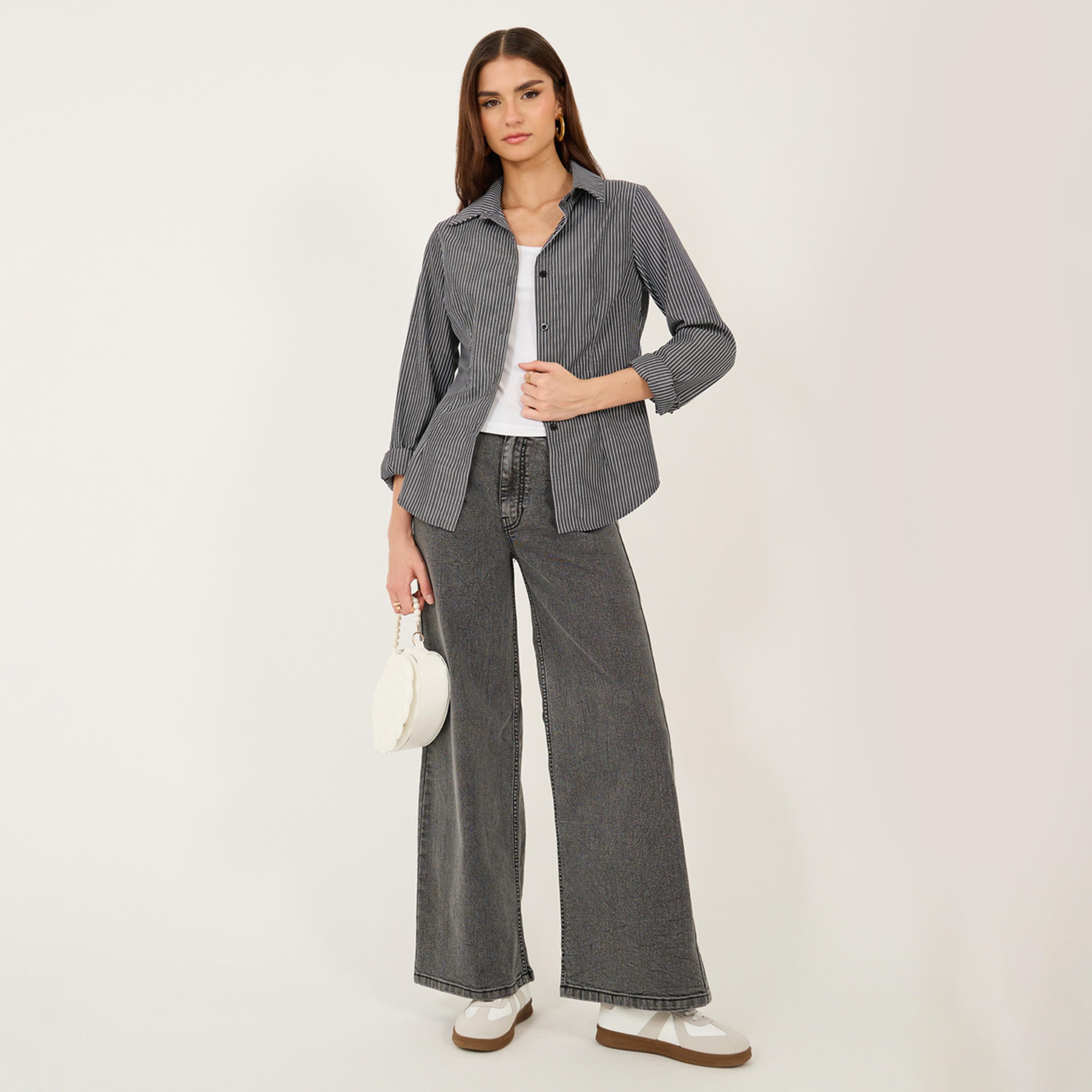 Styli Mid Rise Five-Pocket Style Wide Leg Jeans-women-clothing-bottoms-jeans-image-1