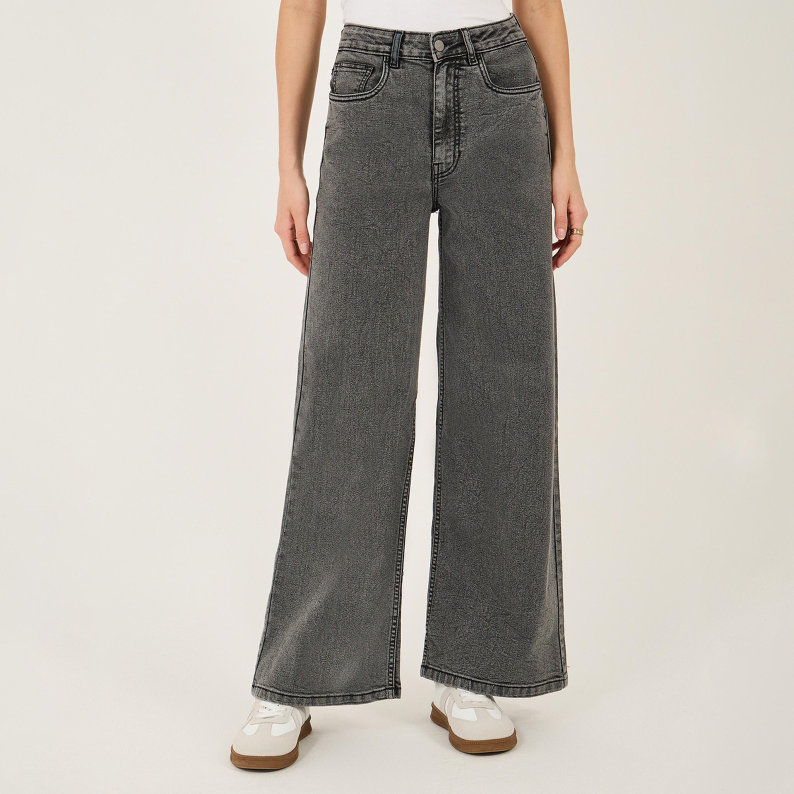Styli Mid Rise Five-Pocket Style Wide Leg Jeans-women-clothing-bottoms-jeans-image-2