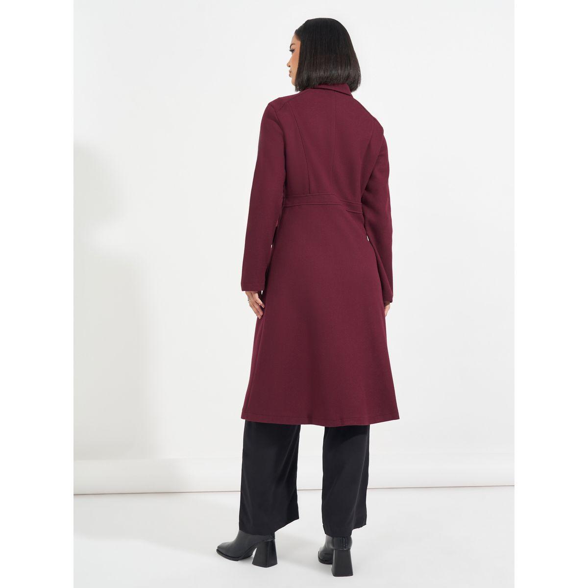 Styli Regular Fit Knee Length Buttoned Wool Like Coat-women-clothing-coatsandjackets-coats-image-5