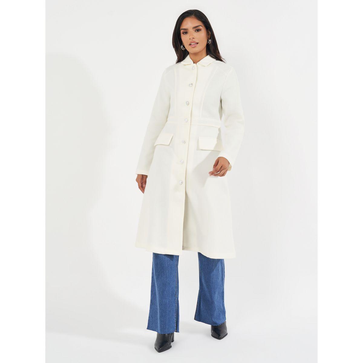 Styli Knee Length Regular Fit Buttoned Wool Like Coat-women-clothing-coatsandjackets-coats-image-2