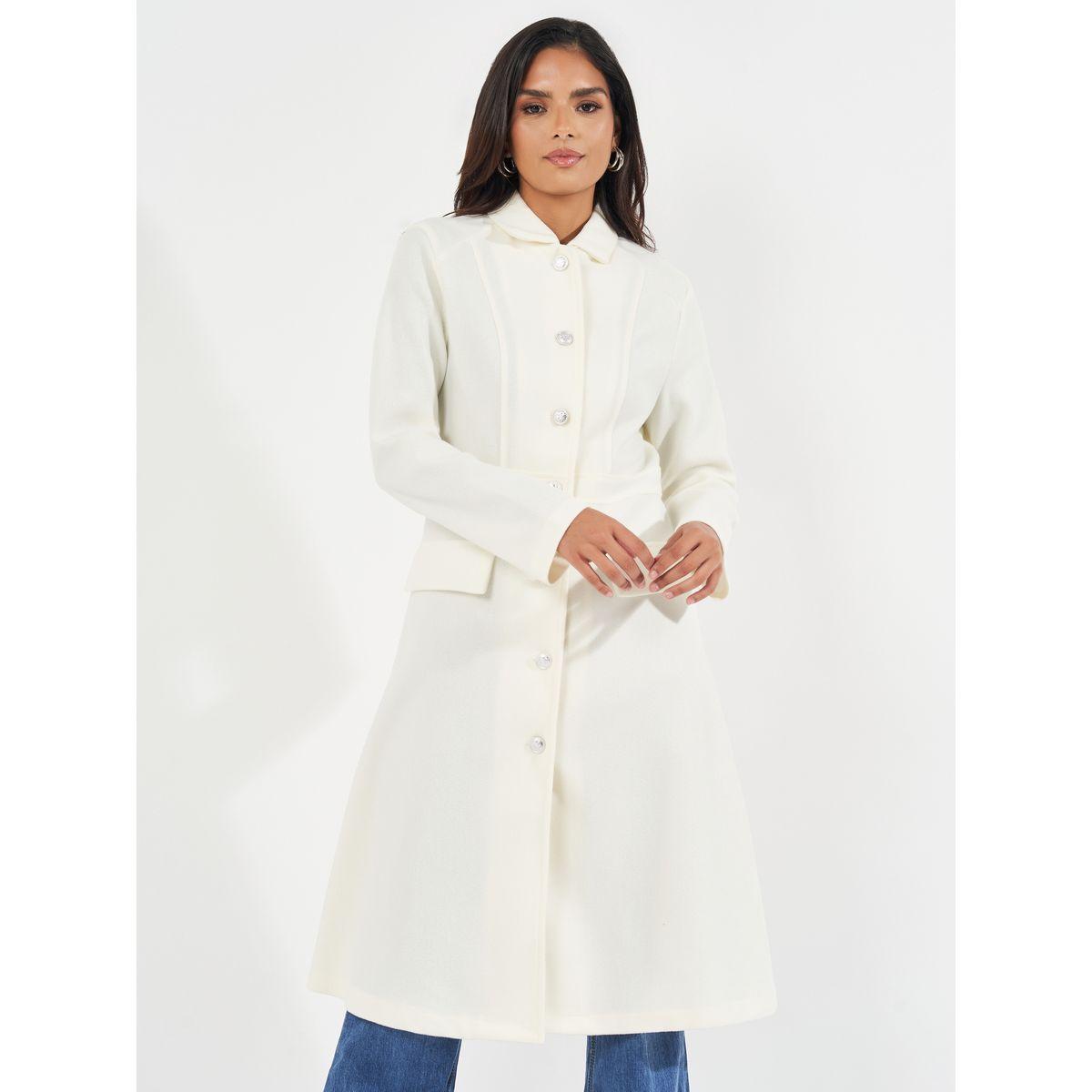Styli Knee Length Regular Fit Buttoned Wool Like Coat-women-clothing-coatsandjackets-coats-image-3