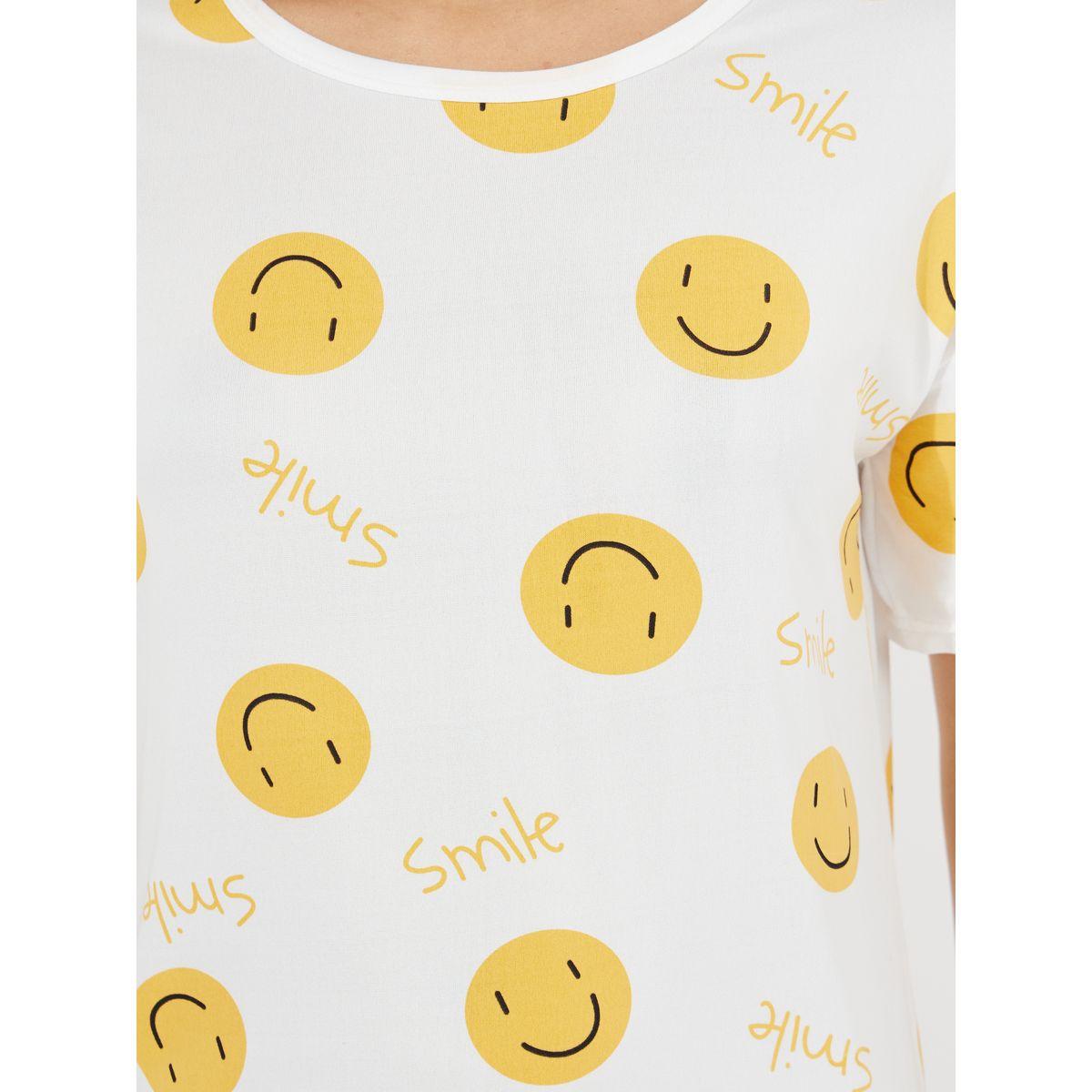 Styli Emoji Print Sleep T-Shirt Dress-women-clothing-nightwear-nighties-image-3