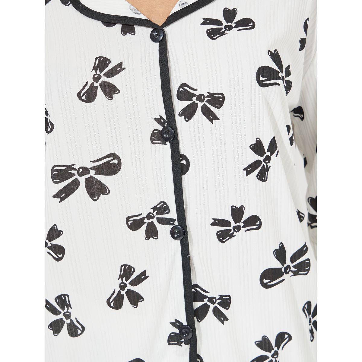 Styli Bowknot Print Long Sleeve Shirt & Pyjama Set-women-clothing-nightwear-pyjamas-longsets-image-3