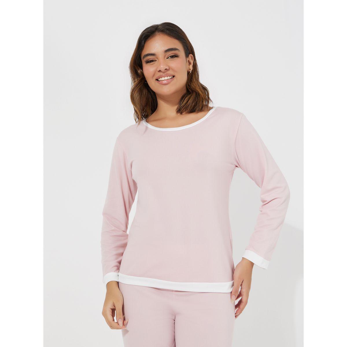 Styli Contrast Trim Long Sleeves T-Shirt & Pyjama Set-women-clothing-nightwear-pyjamas-longsets-image-3