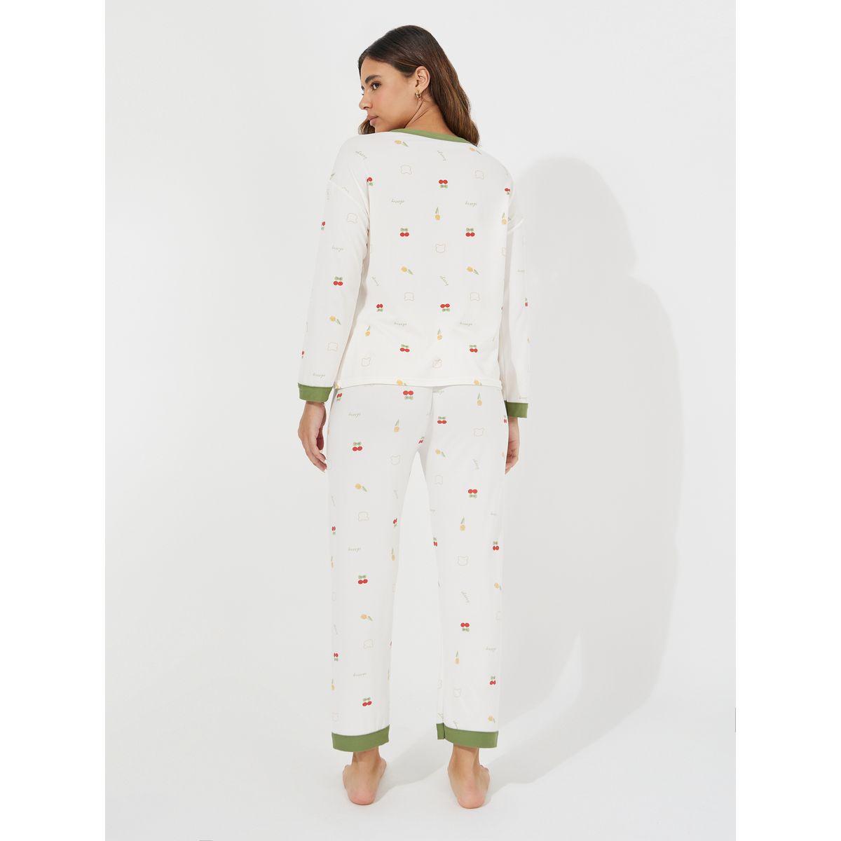 طقم من بنطال بيجاما مع تيشيرت باكمام طويلة-women-clothing-nightwear-pyjamas-longsets-image-4
