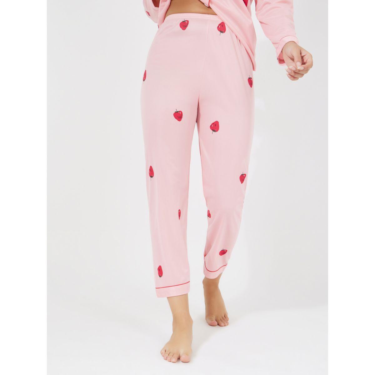طقم من بنطال بيجاما مع بلوزة بتفاصيل جيب-women-clothing-nightwear-pyjamas-longsets-image-5