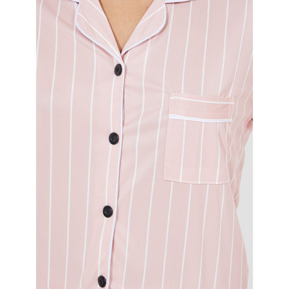 مجموعة من بنطال بيجاما مع بلوزة مخططة وجيب-women-clothing-nightwear-pyjamas-longsets-image-3