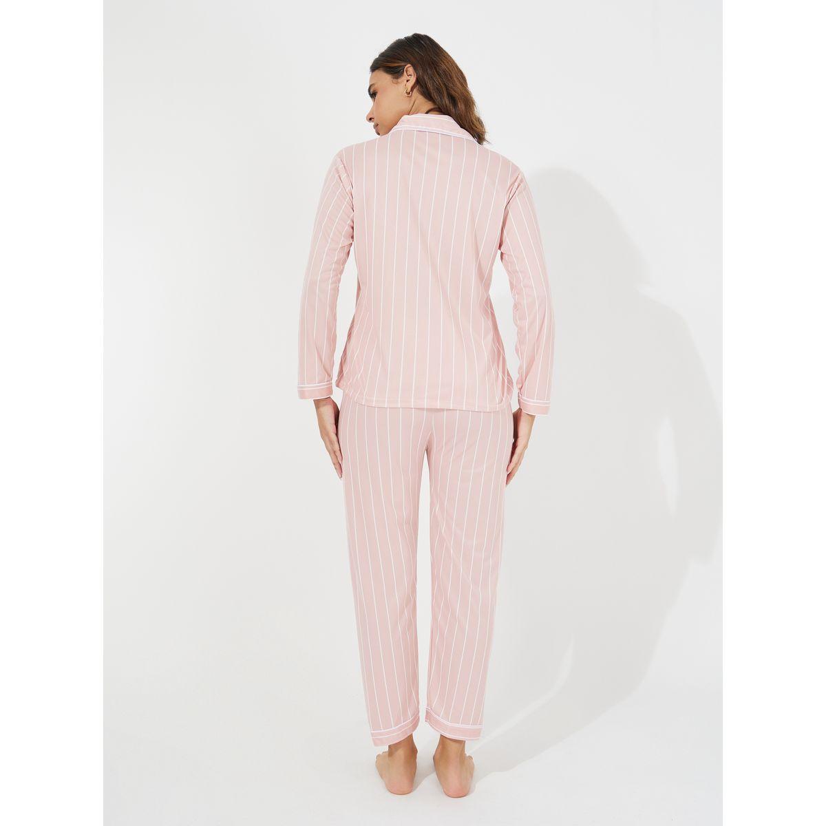 مجموعة من بنطال بيجاما مع بلوزة مخططة وجيب-women-clothing-nightwear-pyjamas-longsets-image-4