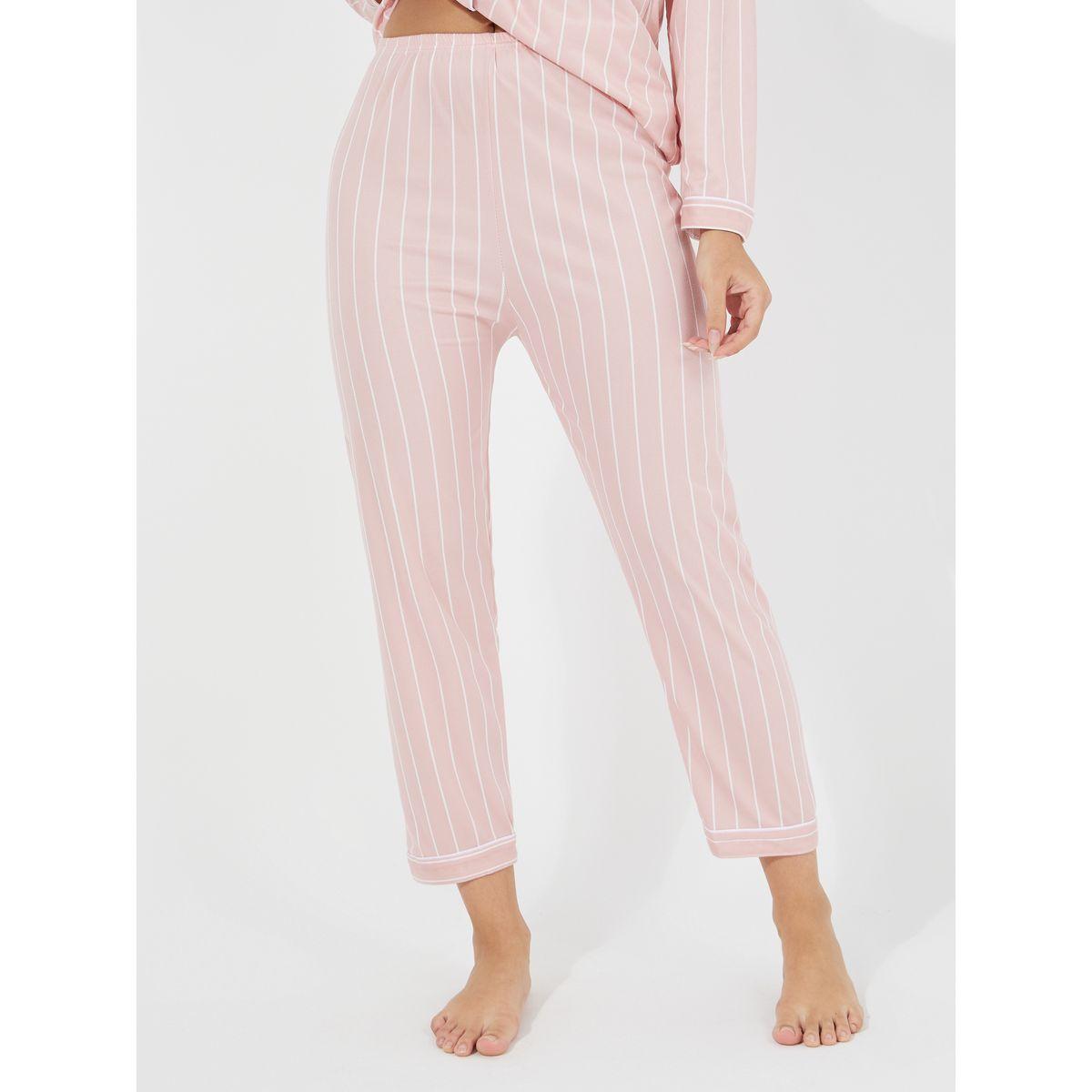 مجموعة من بنطال بيجاما مع بلوزة مخططة وجيب-women-clothing-nightwear-pyjamas-longsets-image-5