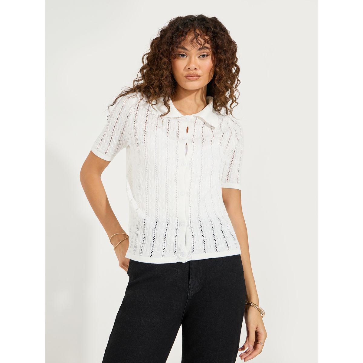 Styli Cable Knit Pattern Regular Fit Shirt-women-clothing-shirtsandblouses-shirts-image-1