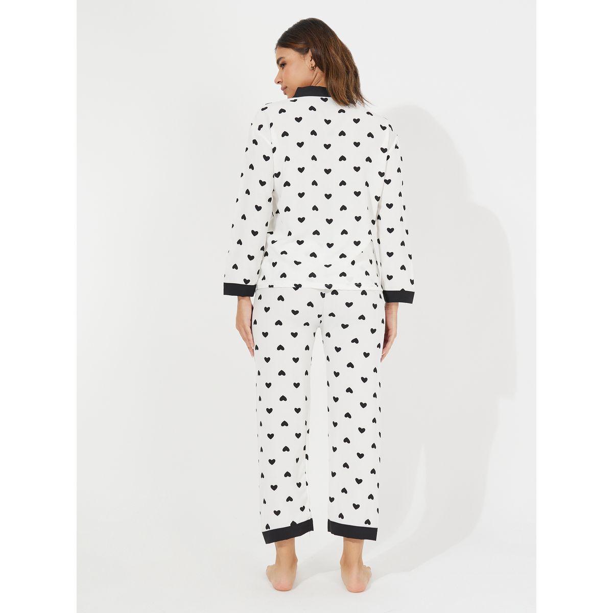 طقم من بنطال بيجاما مع بلوزة بطبعة قلوب وازرار-women-clothing-nightwear-pyjamas-longsets-image-4
