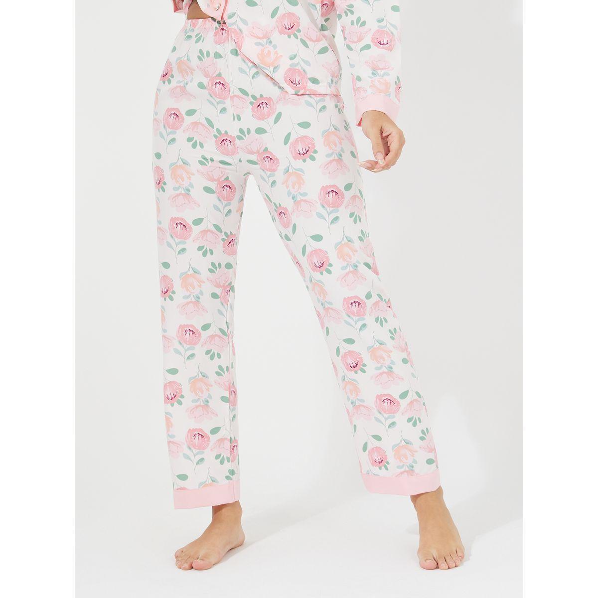Styli Floral Print Button Placket Shirt & Pyjama Set-women-clothing-nightwear-pyjamas-longsets-image-5