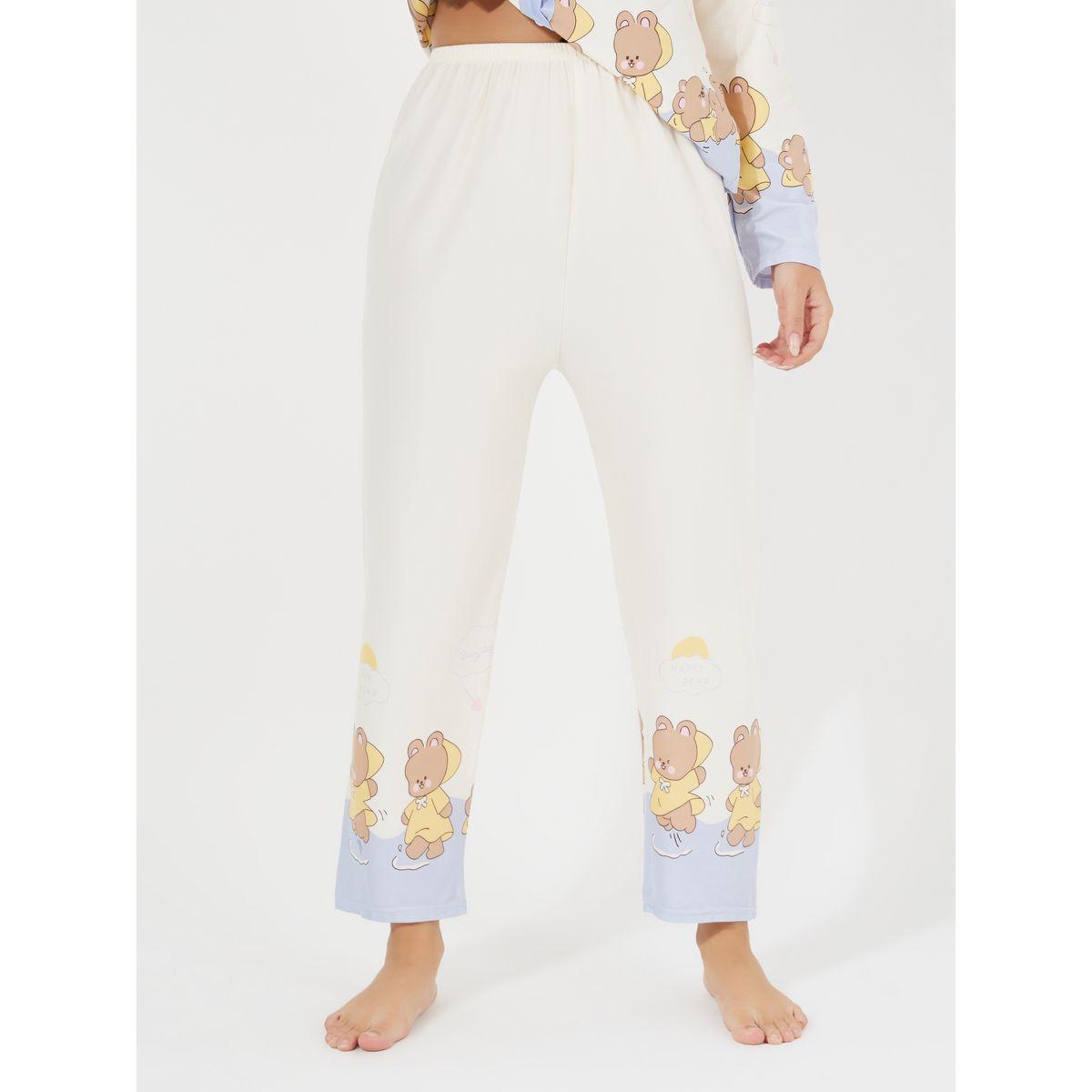 Styli Bear Print Button Placket Shirt & Pyjama Set-women-clothing-nightwear-pyjamas-longsets-image-5