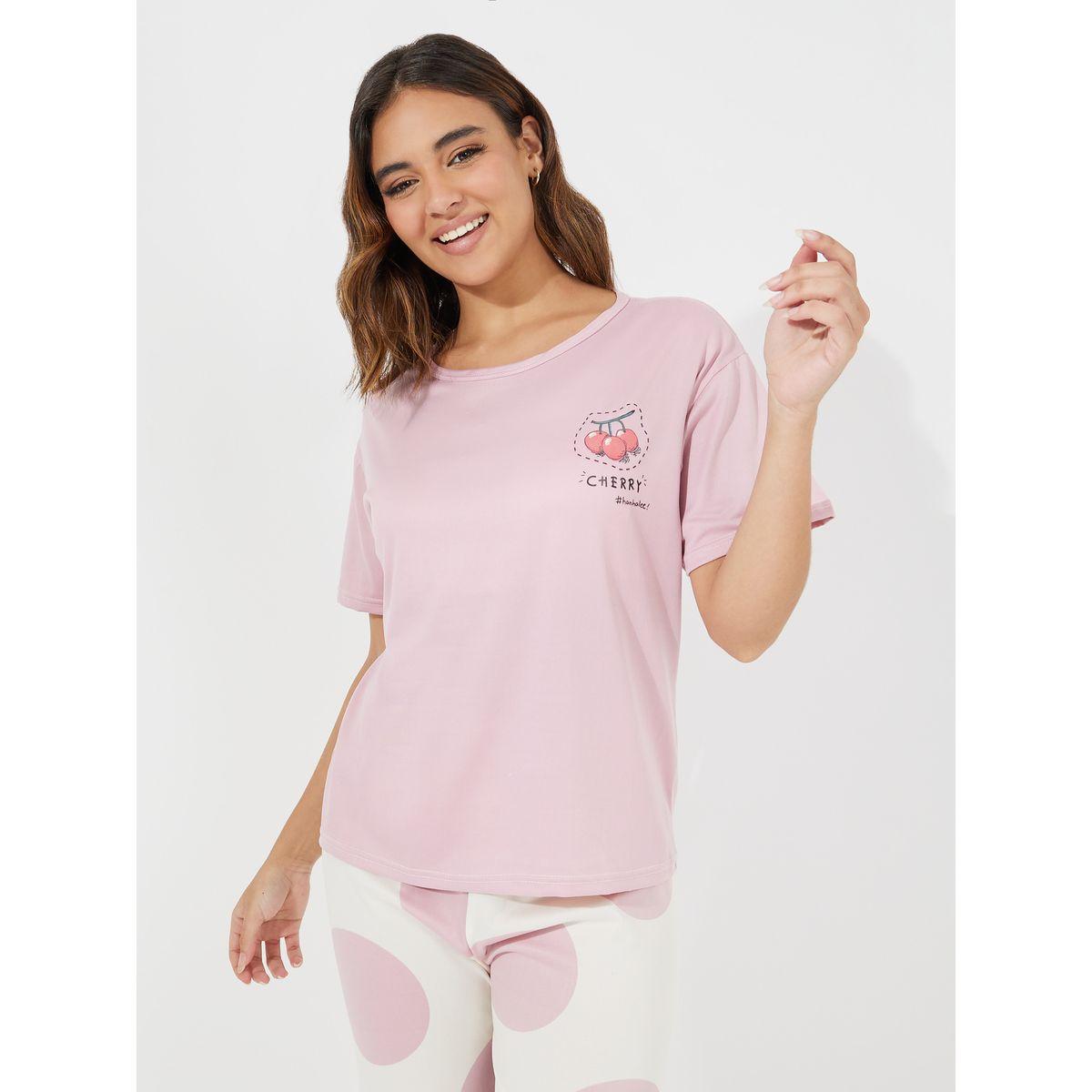 Styli Pack of 3 - Cherry Print T-Shirt, Polka Shorts & Pyjama-women-clothing-nightwear-pyjamas-longsets-image-3