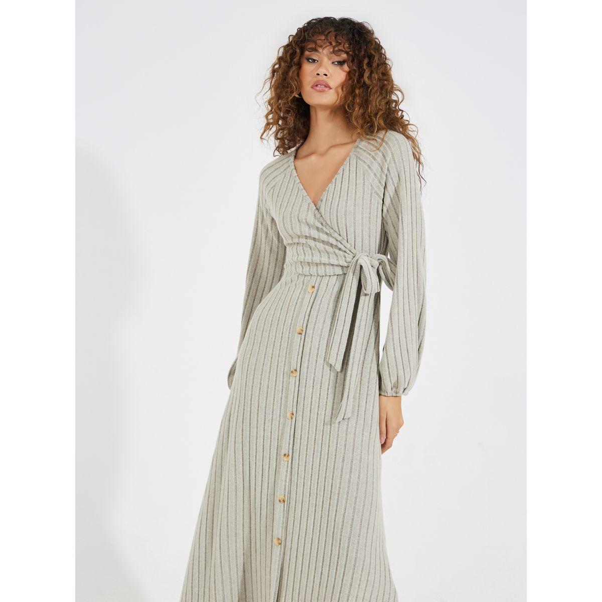 Styli Rib Knit Button Detail Wrap Midi Dress-women-clothing-dresses-image-5