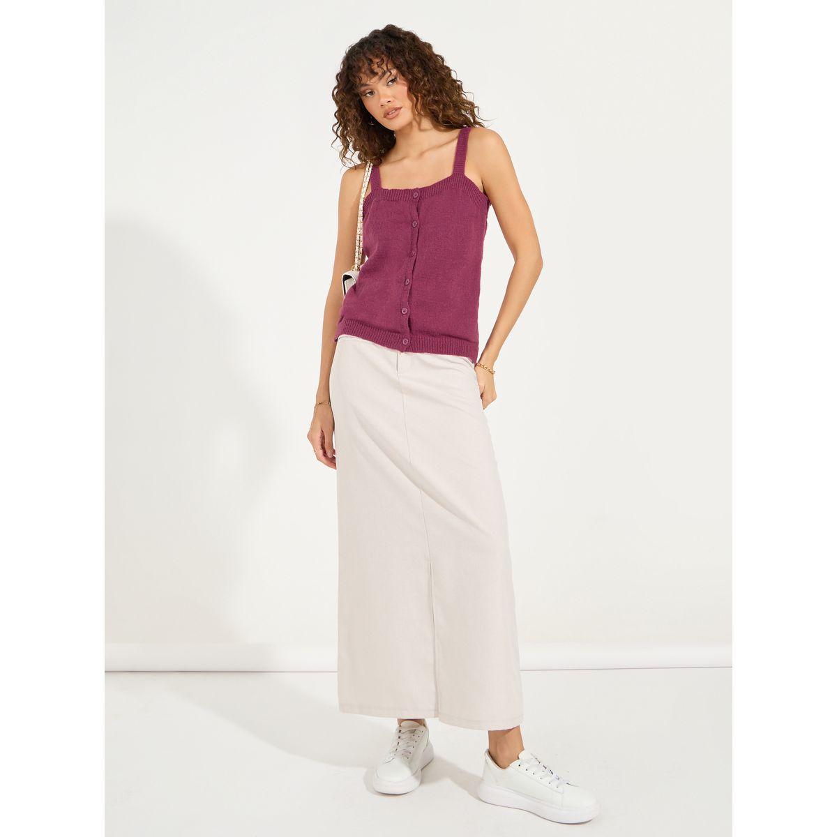 بلوزة كامي محبوكة مع أزرار-women-clothing-tshirts-image-2