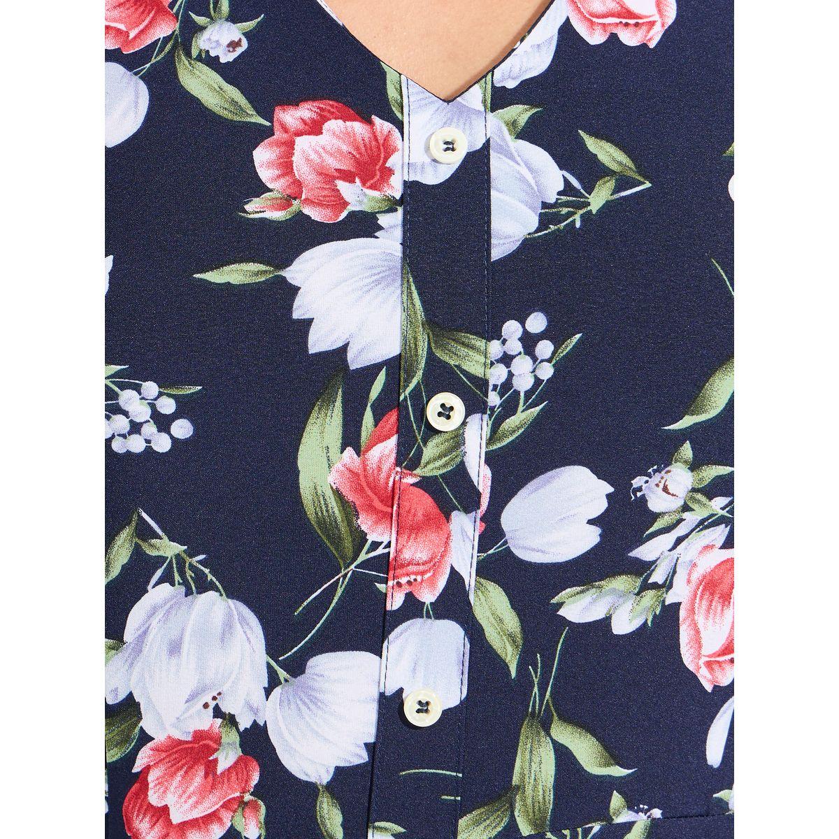 Styli Floral Print 3/4 Sleeves Maxi Dress-women-clothing-dresses-image-3