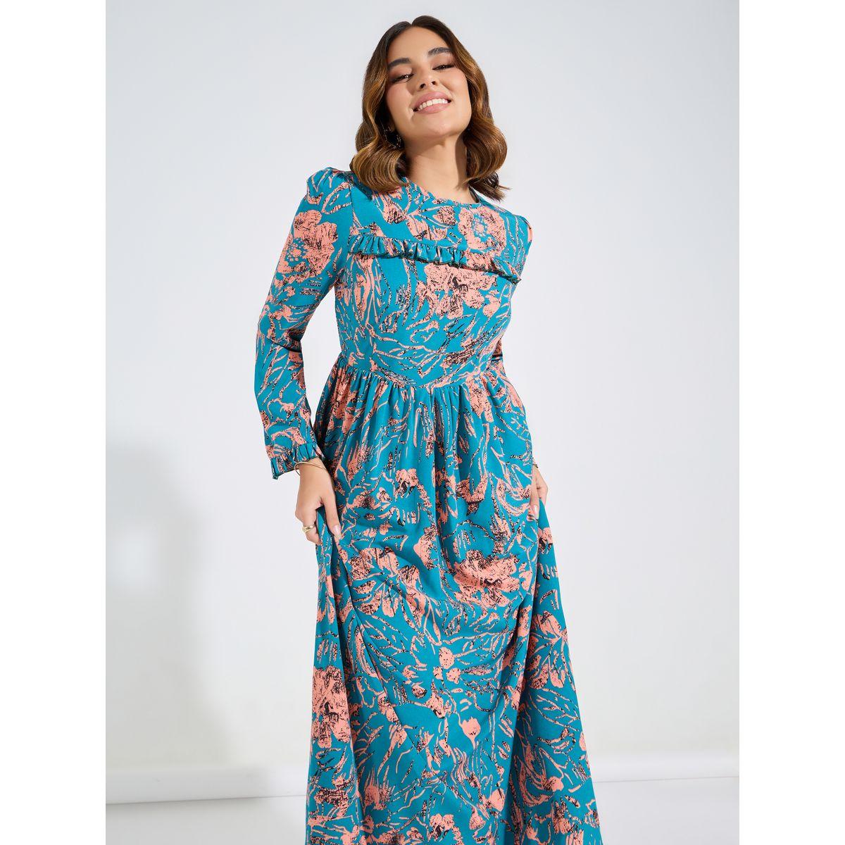 Styli All Over Print Maxi Dress with Ruffle Detail-women-clothing-dresses-image-2
