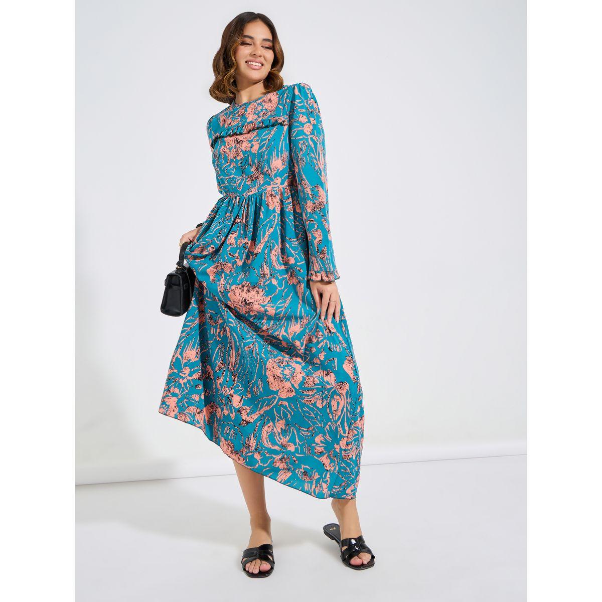 Styli All Over Print Maxi Dress with Ruffle Detail-women-clothing-dresses-image-4