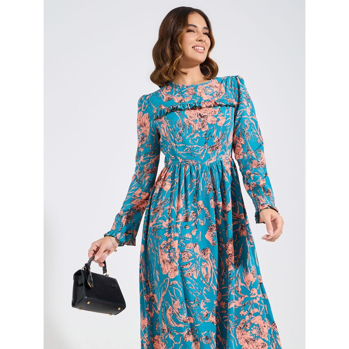 Styli All Over Print Maxi Dress with Ruffle Detail-women-clothing-dresses-image-5